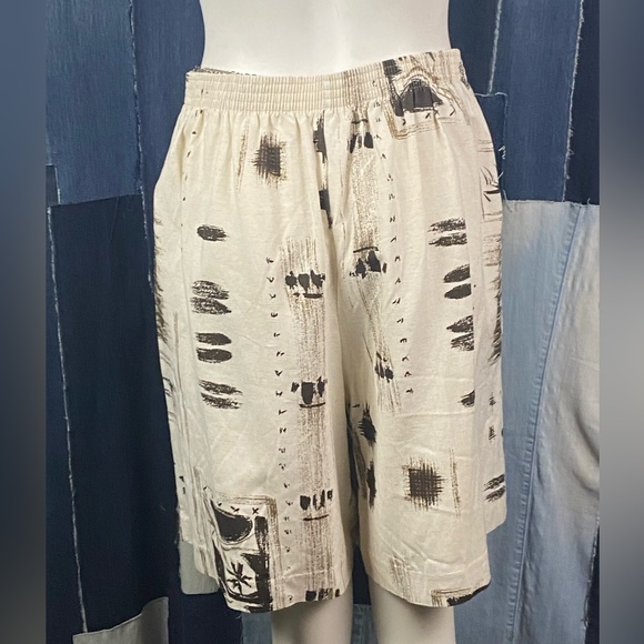 Vintage Pleated Walking Bermuda Shorts Made In Canada Elastic Waist Back Sz 16 - Picture 4 of 7